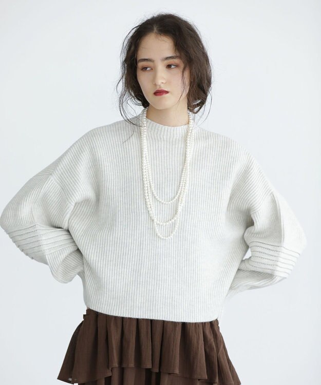 Green Parks ■ＥＳＣＡＲ　ピンタックスリーブニット Off White