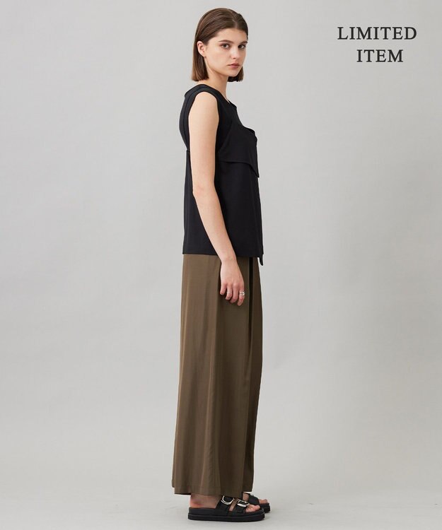 ICB L 【WEB限定・UVカット・洗える】ウール2WAYストレッチ キャミソールブラウス ブラック系