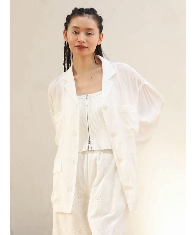 Green Parks ■ＥＳＣＡＲ　シアーミリタリージャケット Off White