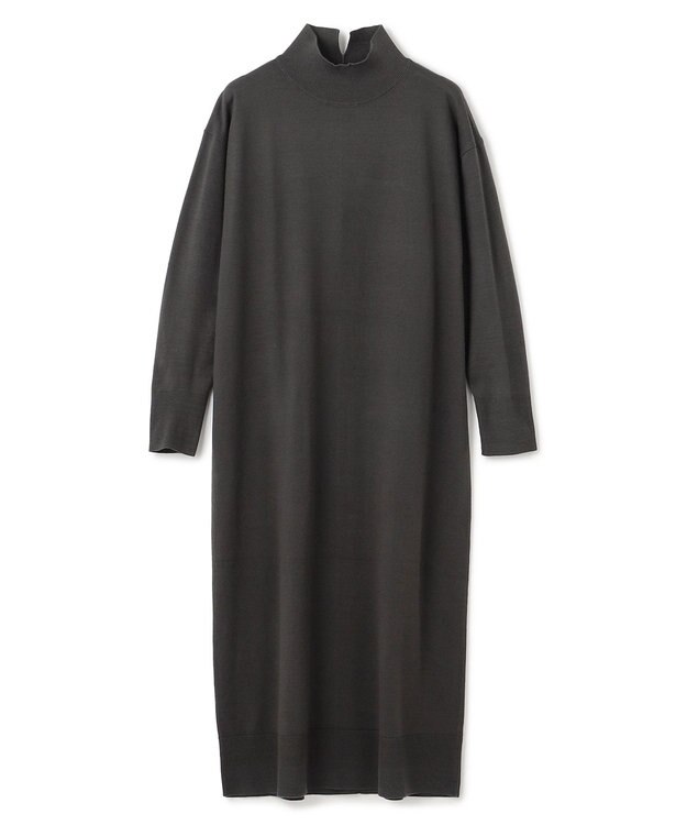 UNFILO 【洗える】ハイネックＩラインニットワンピース チャコール