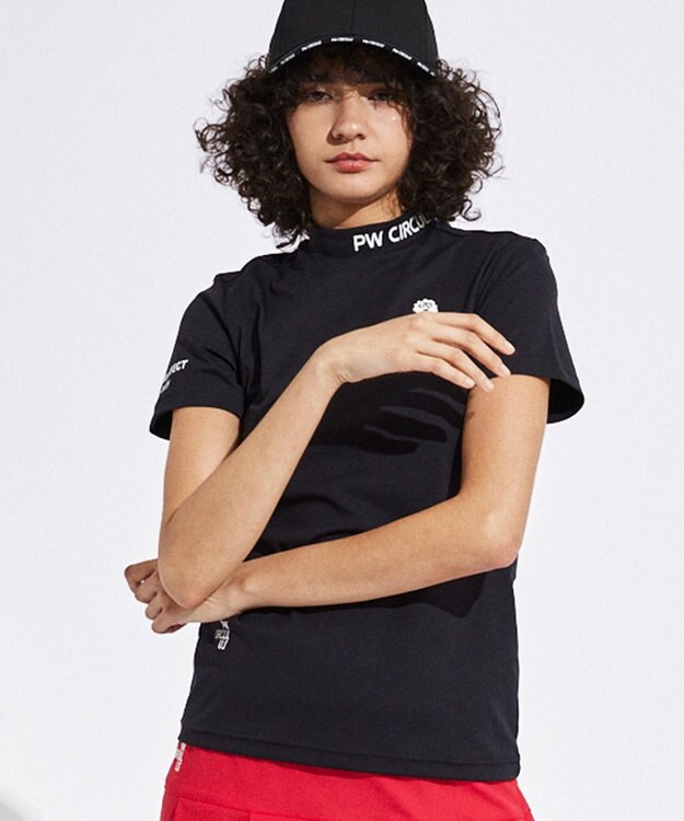 PW CIRCULUS 【UVカット / 吸水速乾 / 伸縮性抜群】【WOMEN】NEW バックメッシュモック T ゴルフウェア レディース ブラック系