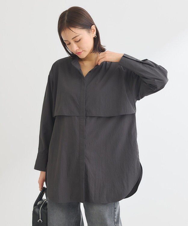 Green Parks イージーケア比翼フライヨークチュニック Black