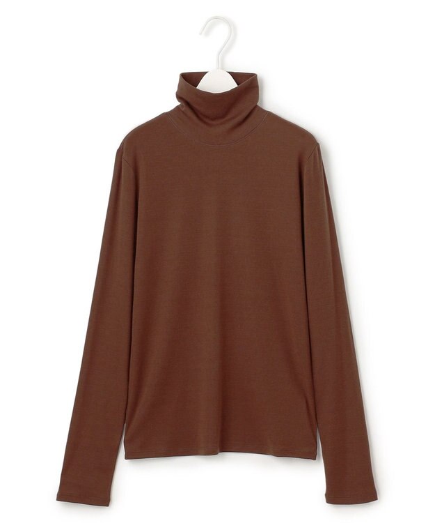 ICB L 【洗える】リヨセルカシミヤスムース ハイネックカットソー コーヒー系