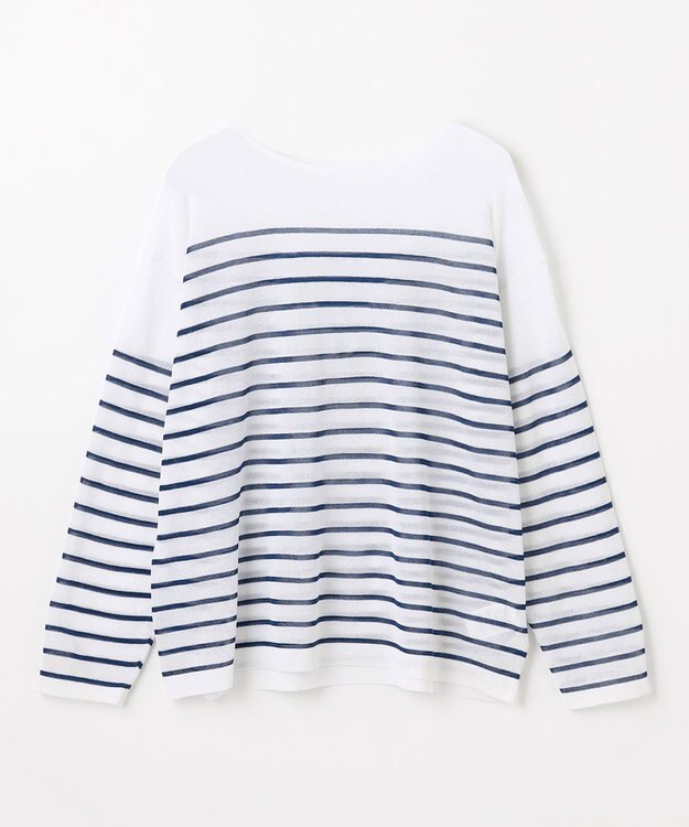 ANY L 【手洗い可/アンチピリング】シアーバスクボーダーニット ホワイト×ネイビー