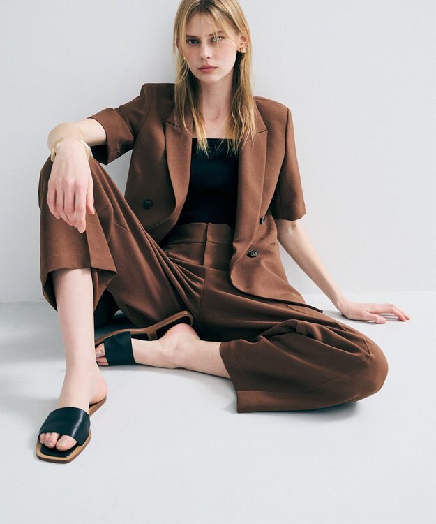 uncrave ウォッシャブルドライサップ ハーフスリーブジャケット キャメル