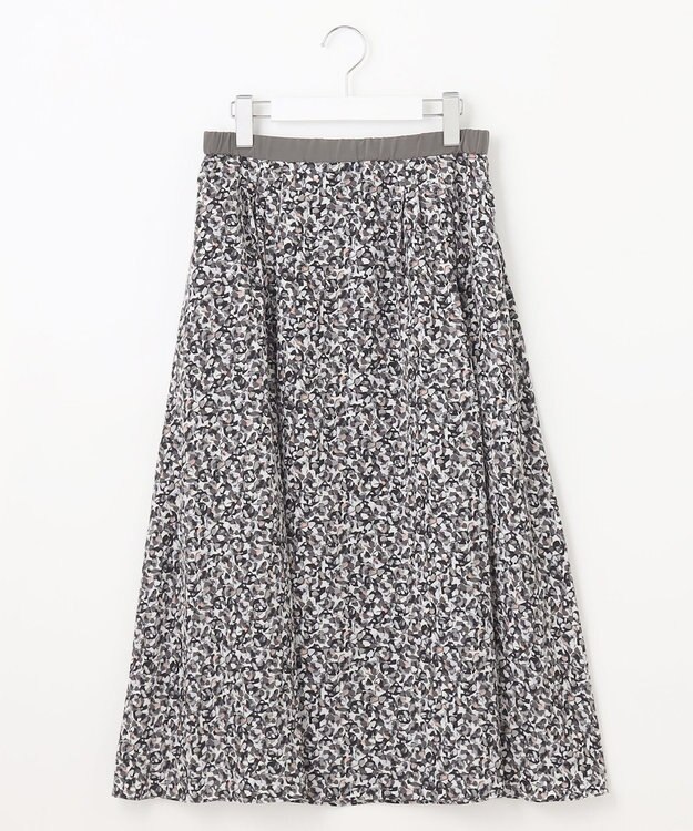 自由区 L 【洗える】フラワーペタルプリント スカート モノトーン系