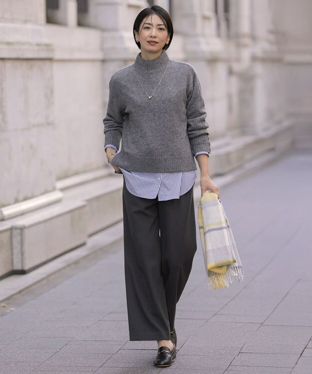 J.PRESS LADIES SOFTサーモ2way ストレート パンツ チャコール系