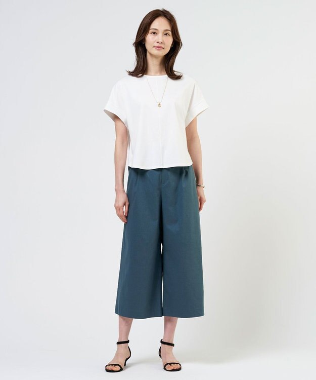 J.PRESS LADIES L 【2WAY】コットンスムース フレンチスリーブ カットソー ホワイト系