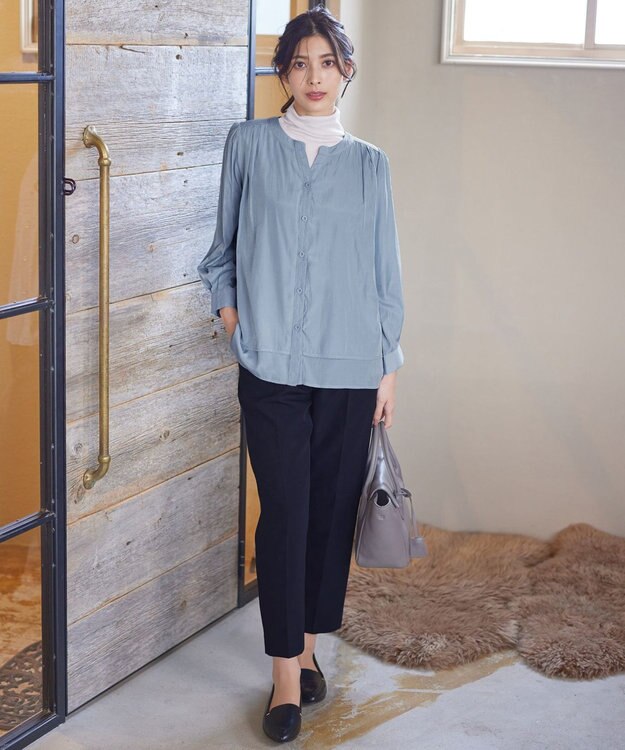 Tiaclasse 【新色追加・洗える】重ねヘムタックブラウス サックス