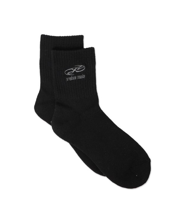 WEGO 底パイル刺繍デザインソックス（丈14㎝） ブラック