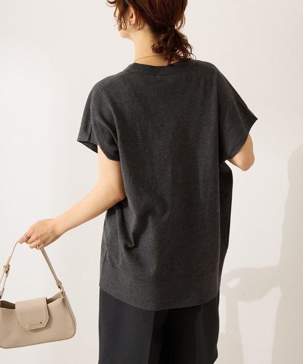 AMERICAN HOLIC フレンチスリーブＶネックニットカーディガン Charcoal Gray