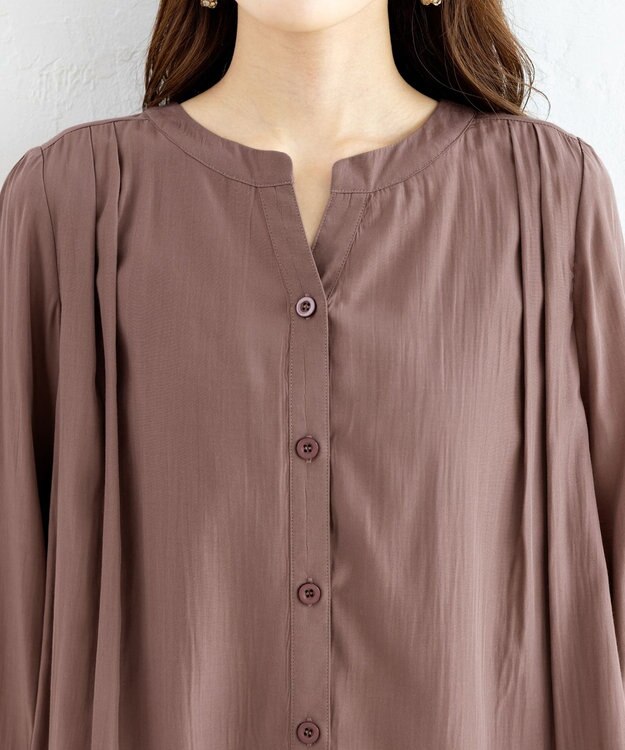 Tiaclasse 【新色追加・洗える】重ねヘムタックブラウス モカ