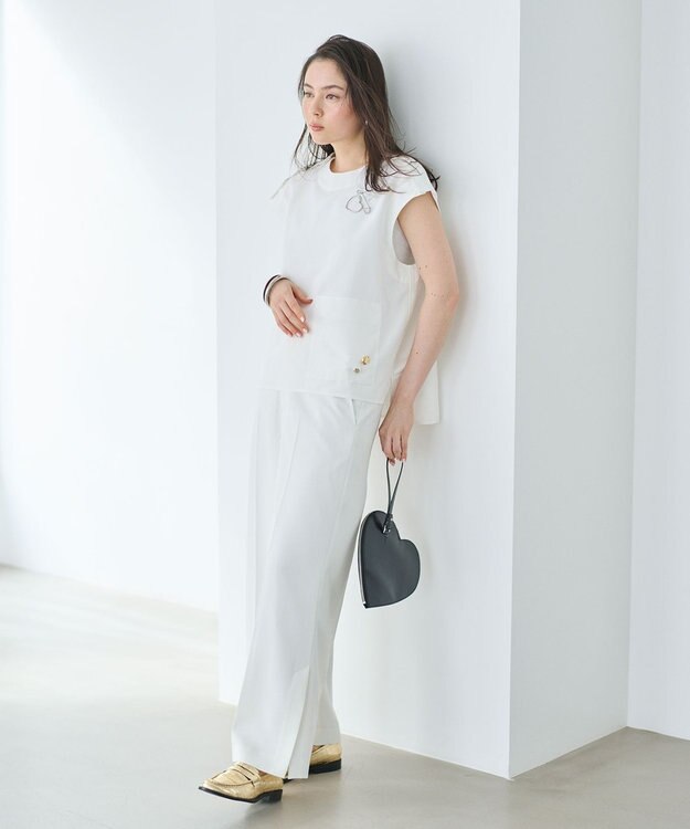 #Newans 【ANSWER for アクセサリーLOVER】ロングスリットワイドパンツ ホワイト系