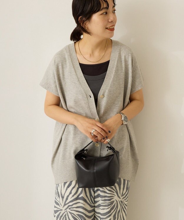 AMERICAN HOLIC フレンチスリーブＶネックニットカーディガン Gray Mixture