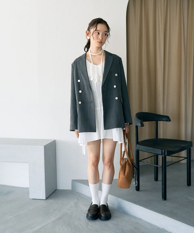 earth music&ecology テーラードジャケット Glen Check