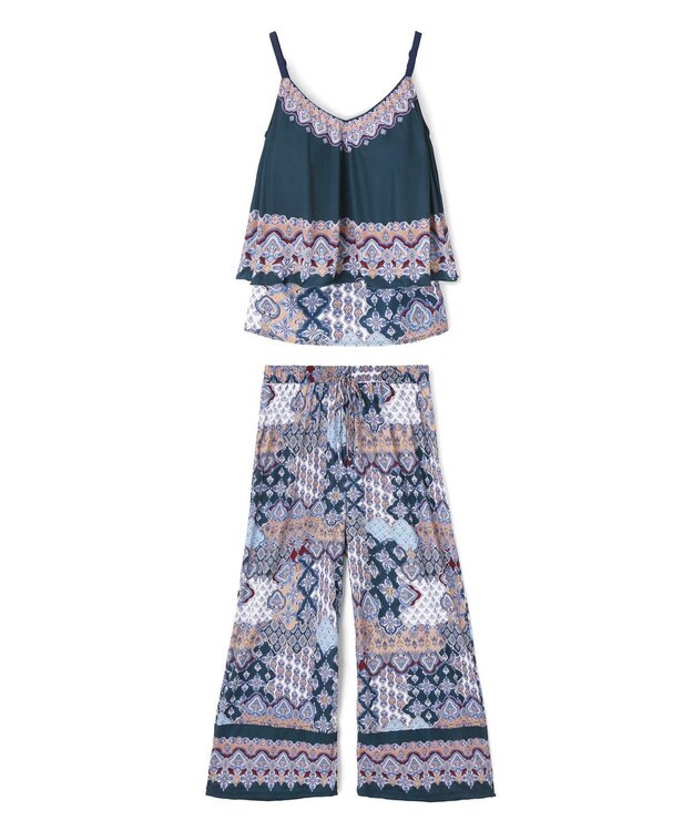 San-ai Resort（三愛水着楽園） ロングパンツセット水着　9M・11L　【Coral veil（コーラルヴェール）】 グリーン