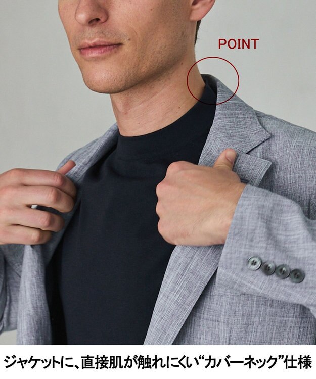 GOTAIRIKU 綿とポリのいいとこどり【洗濯機可】テーラード DRESS BIZ ニットTシャツ ネイビー系