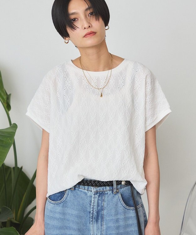 AMERICAN HOLIC フレンチスリーブ総レースプルオーバー Off White