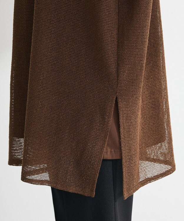 Green Parks 半袖メッシュドッキングチュニック Brown