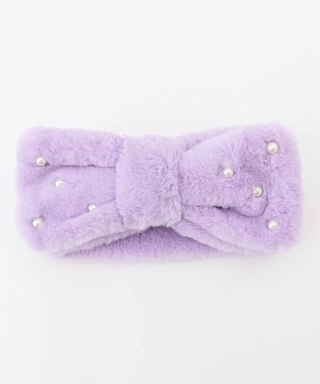 ANY KIDS パール×リボンファーマフラー ラベンダー
