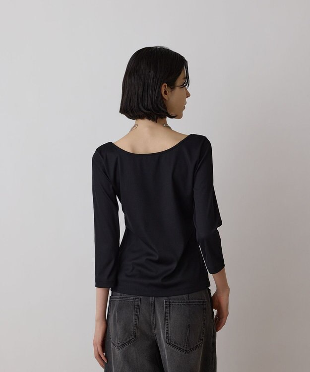 GRACE CONTINENTAL テレコボートネックトップ ブラック