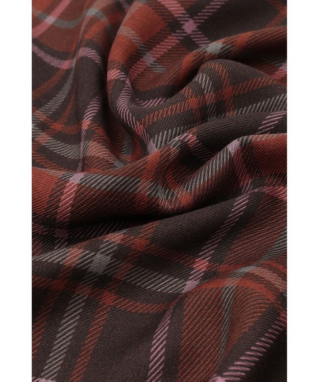 DAKS ウールシルク チェックストール ブラウン