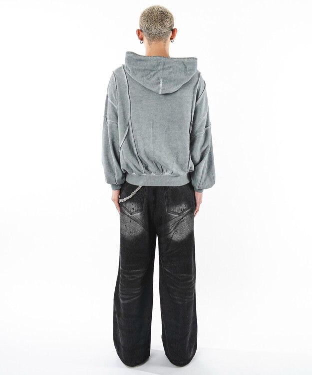 WEGO 【ユニセックス着用ITEM/MLサイズ展開】コールドダイスウィッチングプルパーカー グレー