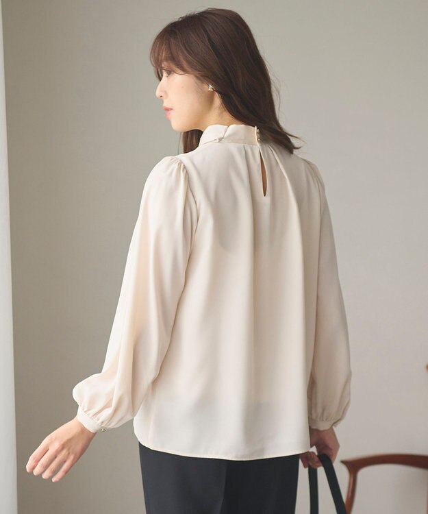 Feroux 【洗える】クラシカル リボンタイブラウス アイボリー系