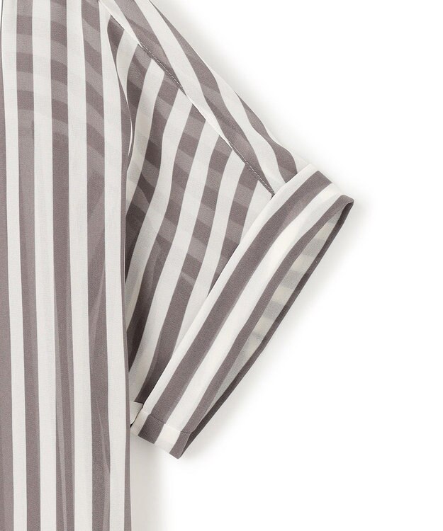 23区 L 【WEB&一部店舗限定/洗える】ストライププリント シフォン ブラウス ダークブラウン系