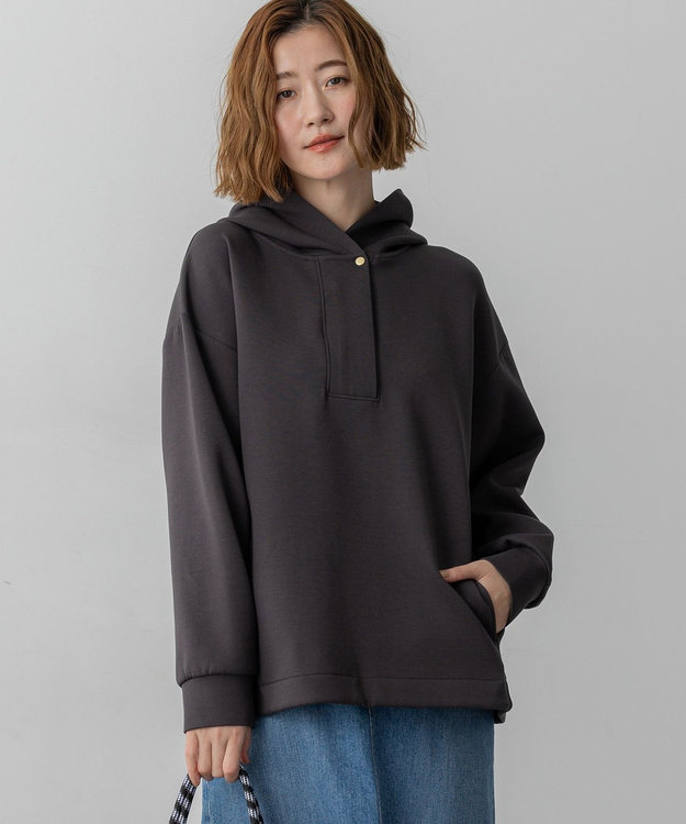 23区 S 【洗える】コットンエアーダンボール ドロスト フーディー グレー系