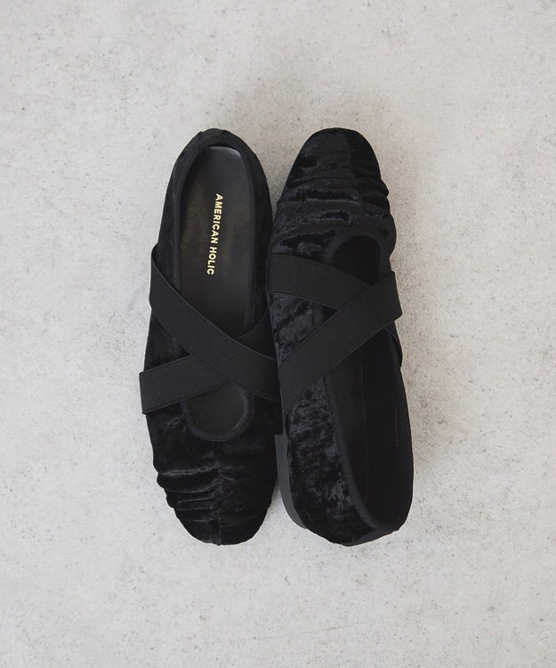 AMERICAN HOLIC ギャザークロスバレエシューズ Black