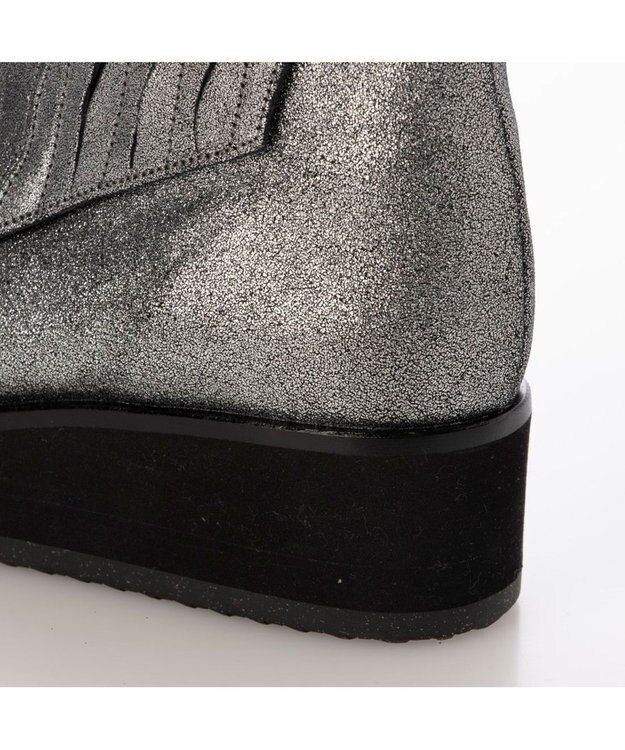 MODE ET JACOMO <D'ICI>ドレープワイドベルトショートブーツ グレーメタリック