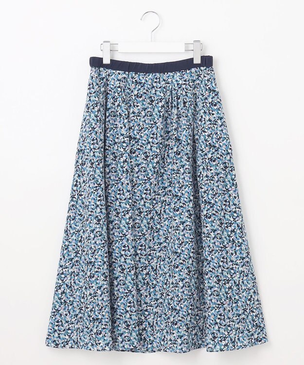 自由区 L 【洗える】フラワーペタルプリント スカート メンソール系