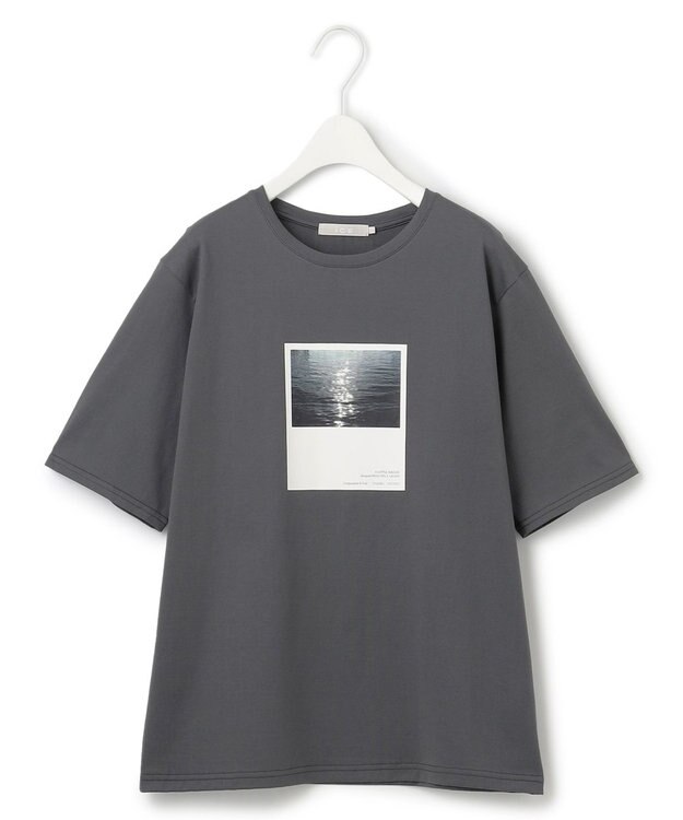 ICB 【接触冷感・UVケア・洗える】ロゴＴＥＥ カットソー フォト×チャコール系
