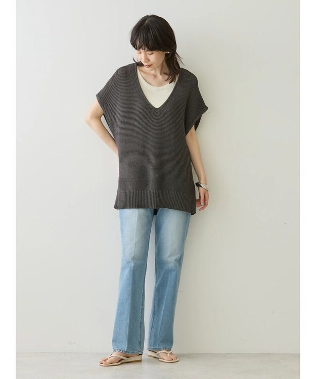 AMERICAN HOLIC リネンブレンドニットベスト Charcoal Gray