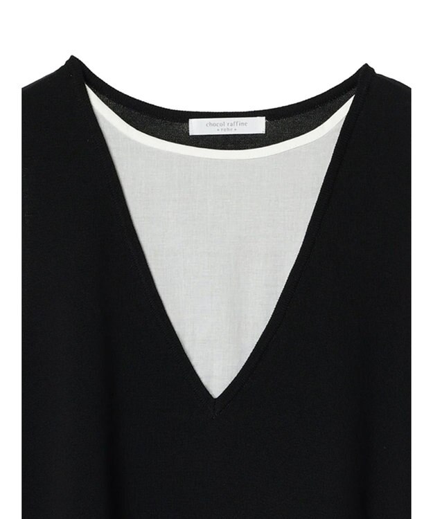 Green Parks ベスト風ドッキングニットプルオーバー Black