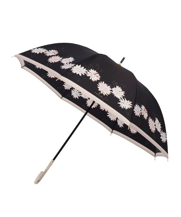 MOONBAT 【雨傘】ランバン　オン　ブルー (LANVIN en Bleu) 花柄 プリント 長傘 ブラック