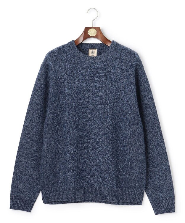 J.PRESS MEN 【KING SIZE】【Cash Lamb's Wool】ケーブルクルーネック ニット_25年モデル ネイビー系