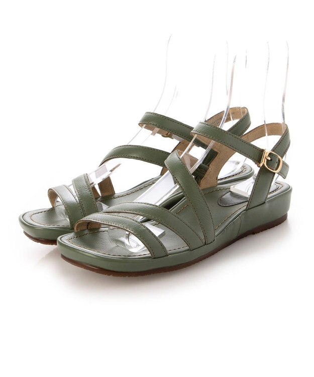 ing <ing>【サスティナブル】レザーストラップサンダル グリーン