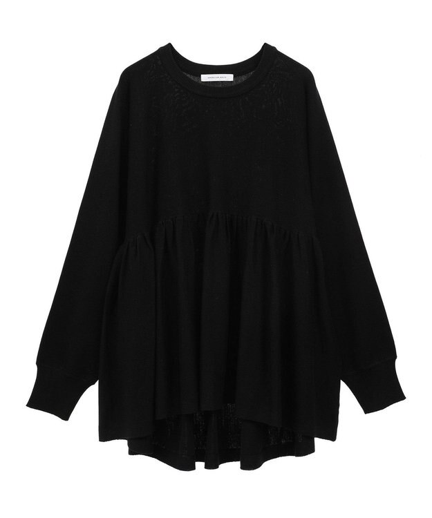 AMERICAN HOLIC ティアードギャザーニットプルオーバー Black