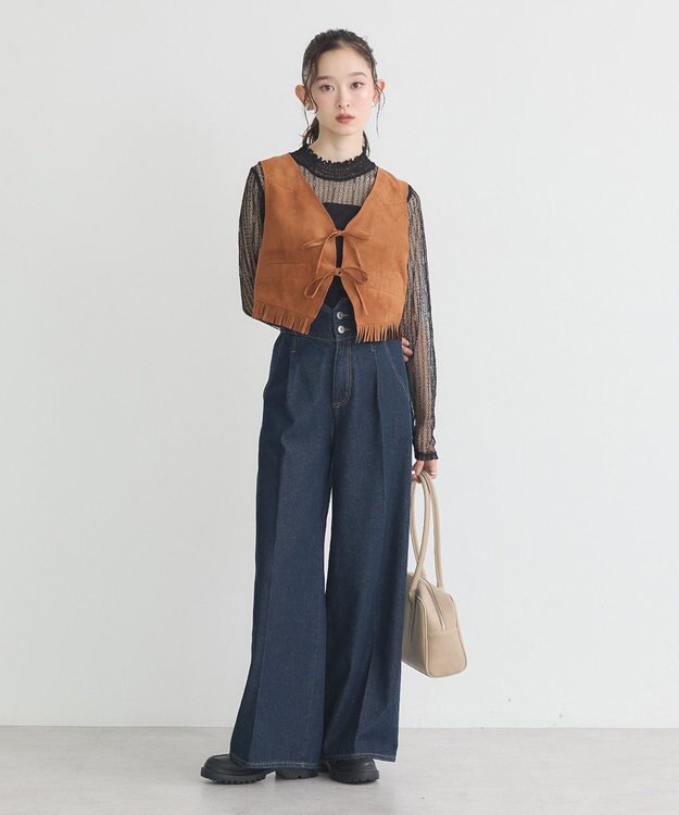 earth music&ecology レースドッキングプルオーバー Black