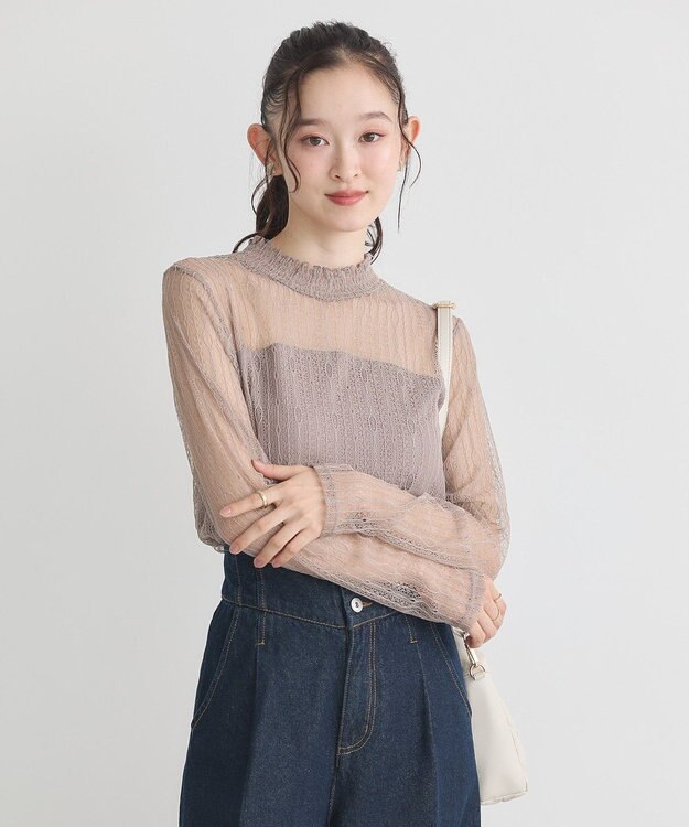 earth music&ecology レースドッキングプルオーバー Mocha