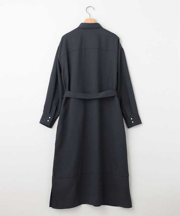 組曲 【サッシュベルト付き】パールボタンシャツワンピース ネイビー系