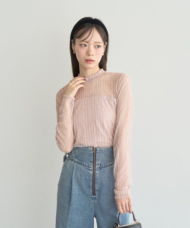 earth music&ecology レースドッキングプルオーバー Pink