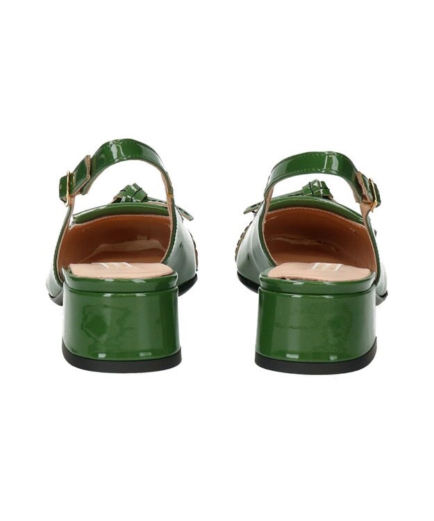 INTER-CHAUSSURES 【INTER-CHAUSSURES】スクエアトウチャンキーヒールバックバンド グリーンエナメル
