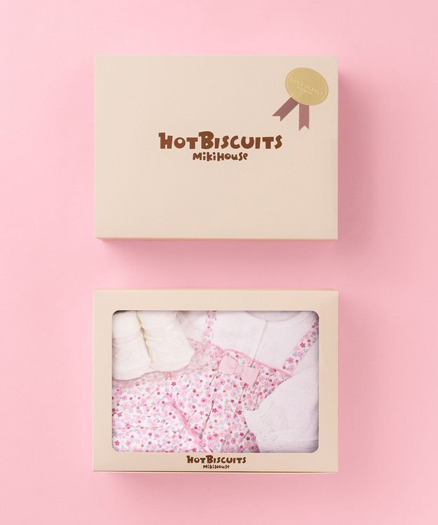 MIKI HOUSE HOT BISCUITS カバーオール＆ソックスギフトセット【BOX付き】 ピンク
