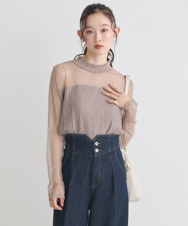 earth music&ecology レースドッキングプルオーバー Mocha