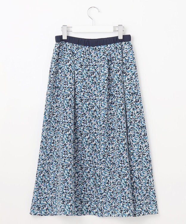 自由区 L 【洗える】フラワーペタルプリント スカート メンソール系