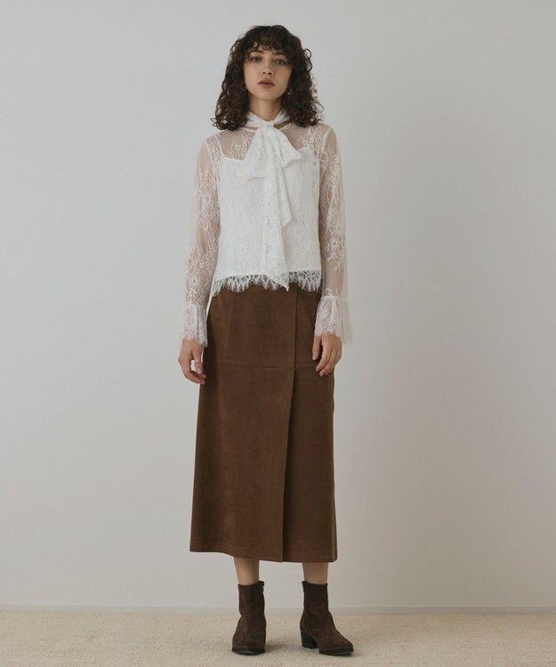 GRACE CONTINENTAL レースボウタイブラウス ホワイト