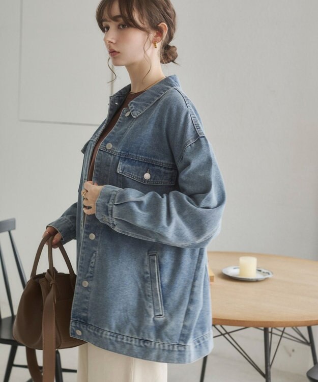 WEGO 【ANGIE VINTAGE】オーバーサイズデニムジャケット ブルー
